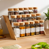 ست کامل جا ادویه مک کارتی با استند چوبی و بانکه 12 سانتی با درب چوبی