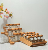 ست کامل جا ادویه مک کارتی با استند چوبی و بانکه 12 سانتی با درب چوبی